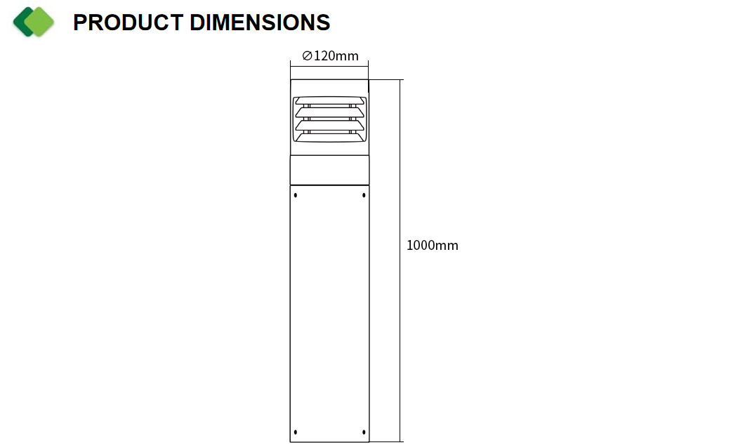 BBL-07 LED PICO BOLLARD LIGHT 180° IK10 φ120mm Louvered Reflector